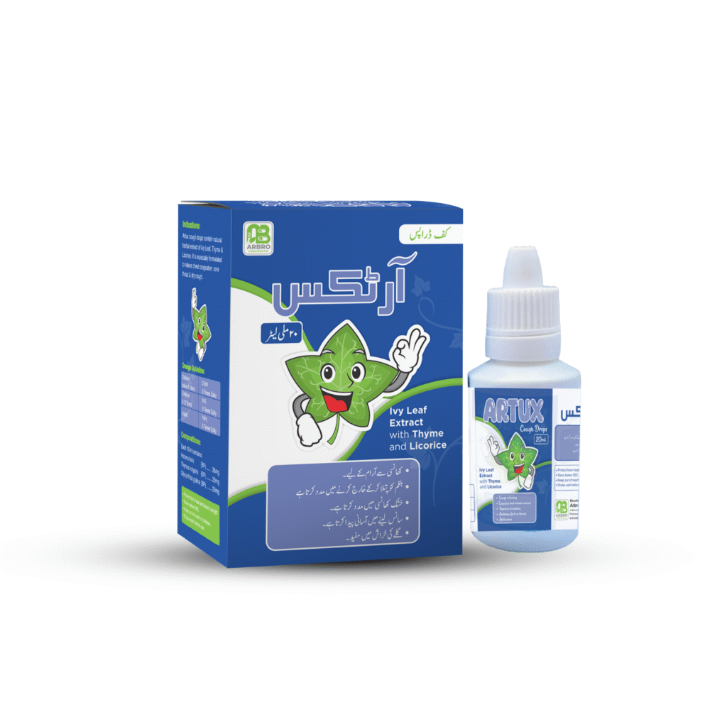 Artux Cough Drops 20ml box and bottle – herbal formula for productive cough relief